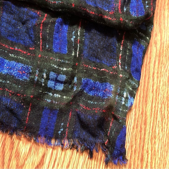 Blue Flannel thin Decorative Scarf - Picture 2 of 2